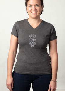 Womens organic cotton T Shirt - Charcoal marle "Ride"